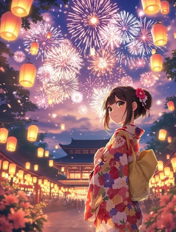 治愈题材和服少女祭典漫画宣传图